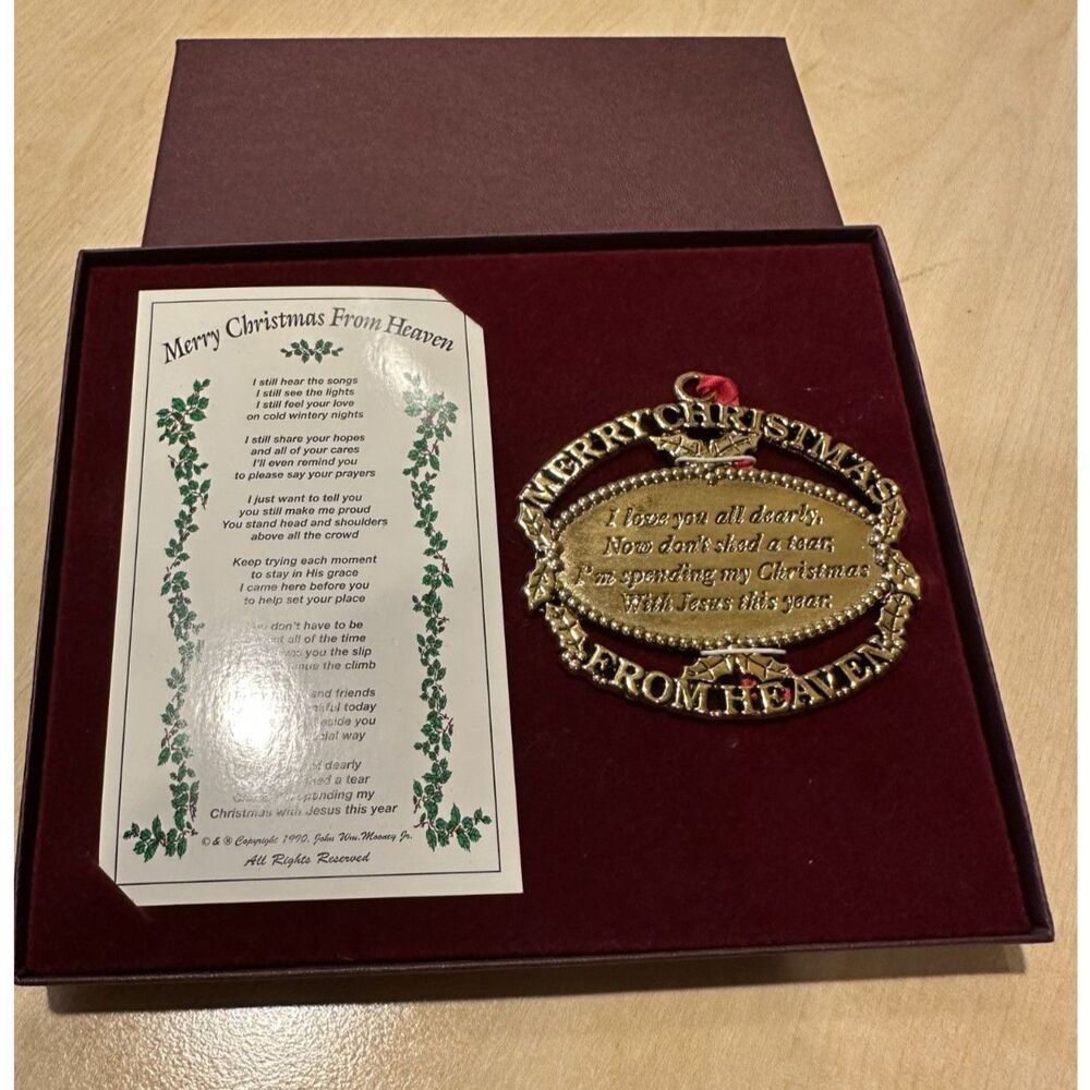 Merry Christmas From Heaven Pewter In Memory Ornament John Wm Mooney Jr Boxed